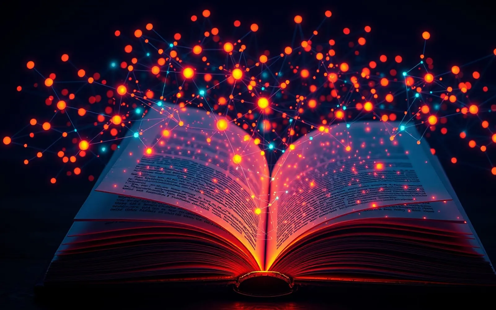 Illustration of a trustworthy AI assistant — an open book blooming into a glowing knowledge graph